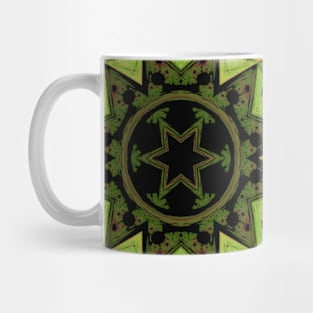 Mosaic Mandala Flower Yellow Green and Pink Mug